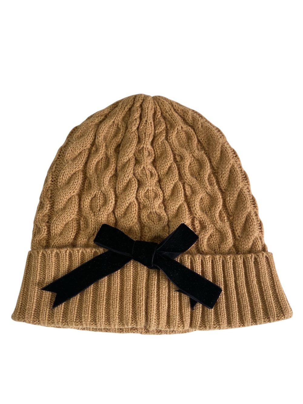 Kate Spade New York Cable Knit Beanie W/ Velvet Bow